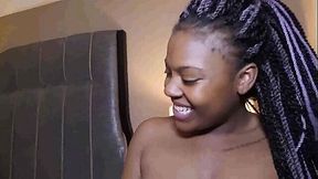 Ebony amateur struggles with huge meat stick
