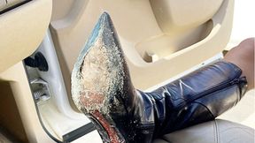 Mud and Puddle Boot Trampling and full wrecking of Knee High Leather Boots