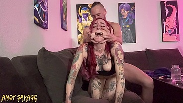 tatted Goth amateur DOMINATED by viking boyfriend