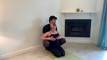 Stepson helps stepmom with yoga and stretches her pussy