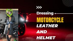 dressing my helmet and leather in bike