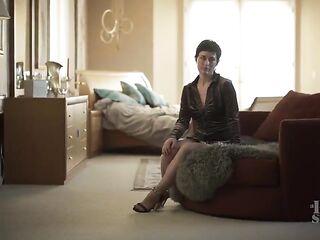 Astonishing brunette hair with short hair, Olive Glass is about to bang one of the neighbors
