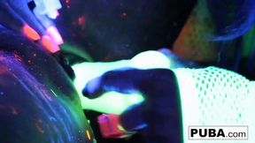 Raw, sweaty lesbo babes rave in strobe-lit, neon-drenched, tit-illuminating hedonism