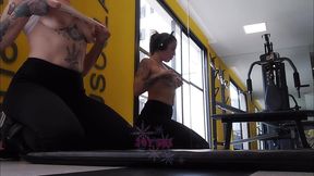 naughty blonde shows off at the gym