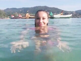 Monika Fox In Pink Bikini Swims, Masturbates And Squirts In Sea In Public (Free)