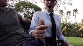 Jessie Wylde gets to suck and fuck a dick outdoors in the park
