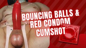 Bouncing Balls &amp; Red Condom Cumshot
