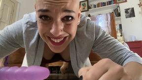 tiny licks up her squirt from the dildo!