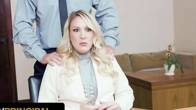 Blonde secretary is manhandled and fucked by a horny stud