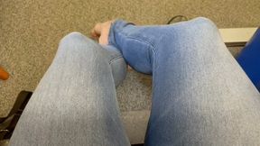 POV Stretch Jeans Calf Bounce and Muscle Worship Barefeet