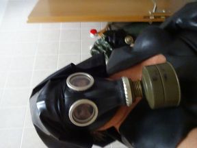 perv gasmasked nun latex dress riding big dildo .fetish art by linda gumlin