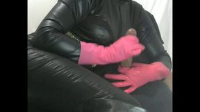 Pink Rubber Gloves Smoking 100´s Fetish Handjob Wife