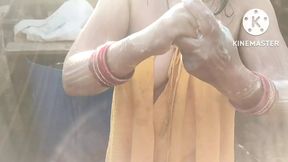 Anita yadav bathing outside with hot