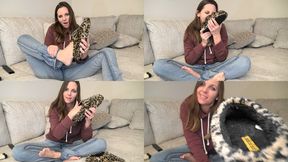 4K Step Mom MILF Let's Her Stepsons Friends Smell and Fuck her Slippers Again!