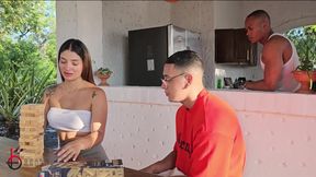 Blindfolded Salome Receives Massive Cum Load from Brandon's BBC