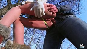 Kinky Mia takes ass to mouth during insane outdoor winter fuck