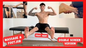 Massaging Kent Then He Gives Me A Footjob and I Cum Over His Soles- Male Feet, Guys Feet, Gay Footjob (Widescreen View)