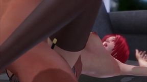fucking a sexy redhead chick on the sofa
