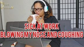 Sick at Work Nose Blowing and Coughing 4k