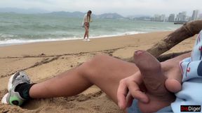 I See You Jerking off to Me and I Want to Help You Cum! - Cock Flashing on Public Beach