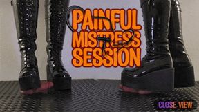 Painful Mistress CBT Session in Heavy Chunky Platform Black Boots (Close Version) - Tamystarly - Cock Balls Crush Trample, Bootjob, Trampling, Shoejob, Stomping