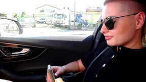 for money hot blowjob from stranger in the parking lot with cum swallowing