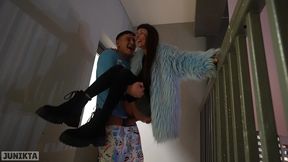 spontaneous sex with a stranger in an elevator, on a public balcony, in the entrance (full)
