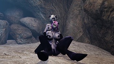 Draenei Girl on Draenei Girl Action in a Cave - Warcraft Porn Parody