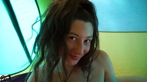 cum on belly and pussy in tent in naturist campsite in croatia