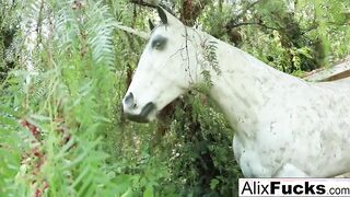 Viking Alix fucks herself with his horn