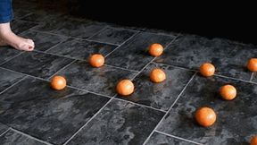 A lot of Tangerines crushed with my pretty feet