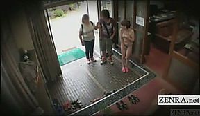Subtitled public ENF CMNF Japanese cumshot bikini prank