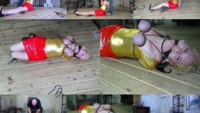 Creully breast bound & hogtied in thin leather cords (MP4 SD 3500kbps)