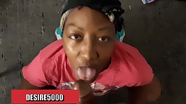 Pov deepthroat in a public bathroom before my shift starts.