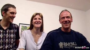 Wife's threesome with cuckold hubby and strangers in Germany