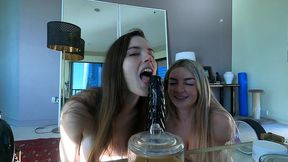 lesbians friends suck double blowjob bbc dildo