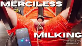 Merciless Cock Milking with Anal Stimulation in Shiny Red Plastic