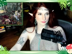 Amateur redhead Jacqueline with glasses masturbates