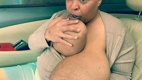 Sucking Big Tits in the Car