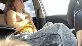 Slut Pisses Herself in Car, Squirts All Over Backseat