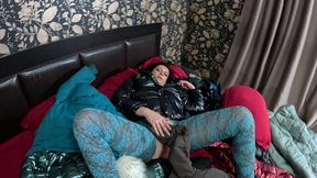 several shiny down-jackets used for fucking and masturbating 267