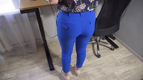 Spying On Coworker With Visible Panty Line In Trousers