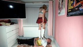 Danielle Tartan Mini Skirt & Chunky White Boots Trample