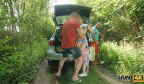 HUNT4K. Gorgeous chick gets naked and does it with boy next to hubby