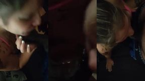 hubby went to work & i gave the neighbor a blowjob until he cums on my face!!