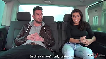 Horny&#x1F975; action in van&#x2014;threesome turns into group sex, ending with facials