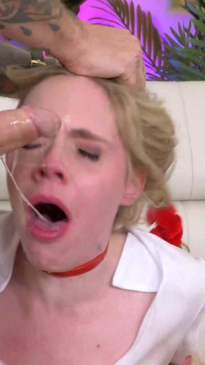 Emotional moment from &quot;Hot Blonde Bimbo Rebel Rhyder&#039;s Extreme Anal Pukefest&quot;