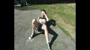 zoe amateur skater shows her pierced nipples & flashes pussy
