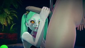 rebecca standing handjob - cyberpunk edgerunners hentai parody