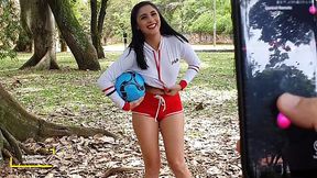 Sporty Latina squirts with a remote controlled toy in her pussy